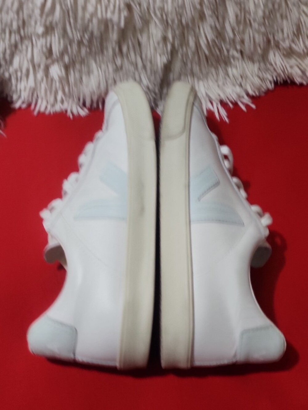 Veja Esplar White Leather Low-Top Sneakers with Pale Blue Logo - Picture 8 of 13